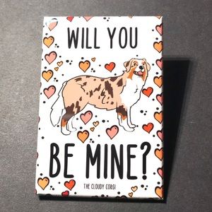 Australian Shepherd Dog Valentine Magnet Gift 2x3” Handmade Holiday Decor